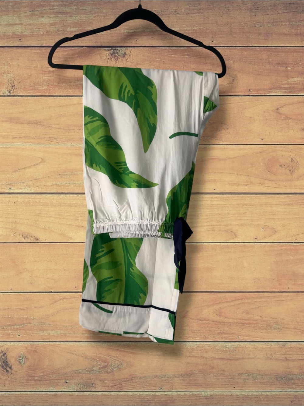 NEW Katie Kime Tropical Green Leaf Long Sleeve Pajama Pants Set, XL - Picture 3 of 10